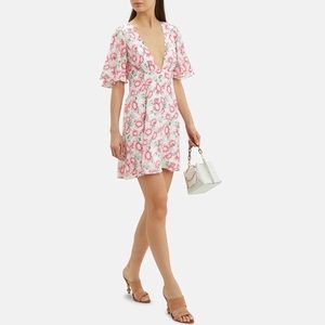 Les Reveries Petal Silk Mini Dress, Bow back (Size 0) ✨